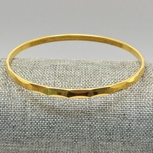 Monet Gold Tone Bangle Bracelet Vintage Etched Gold 2.5"